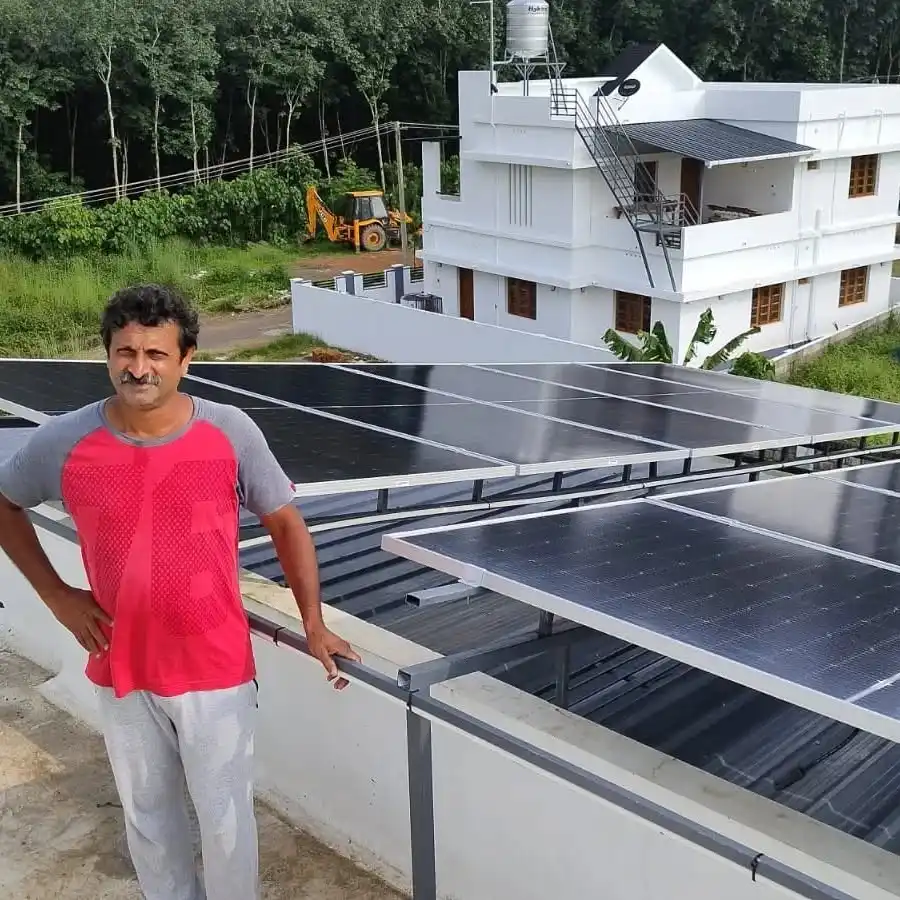 solar panels successfully installed on client's home rooftop by the Best solar panel installation company in kerala