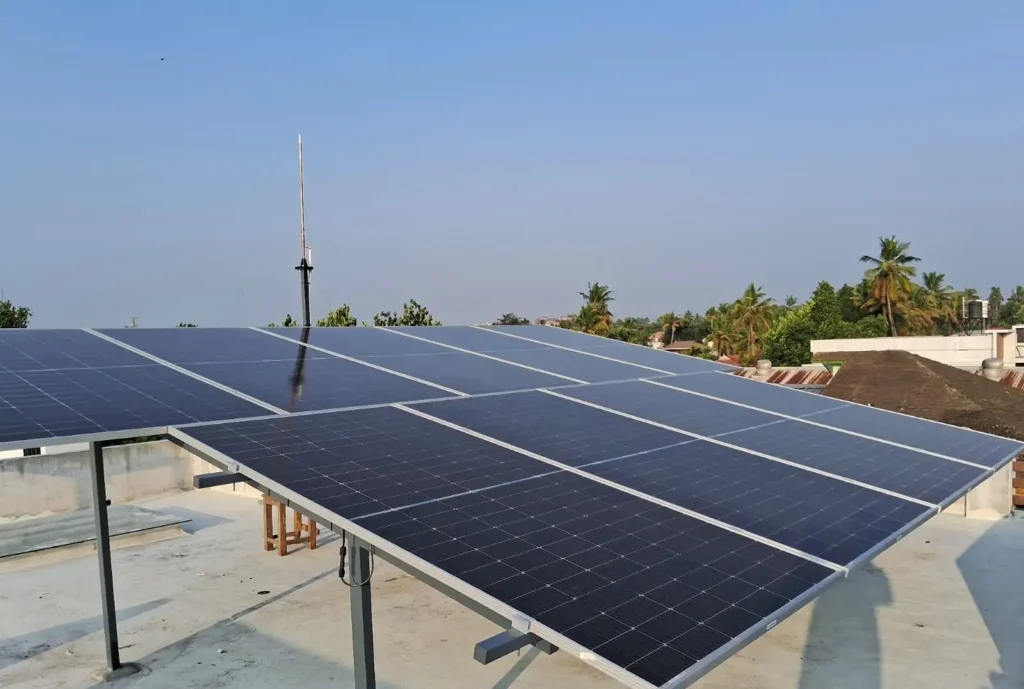 solar panels successfully installed in client's rooftop by the Best solar installation company in kerala