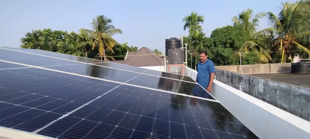 solar panels successfully installed on client's house roof top- client 10- by the best Solar energy company in kerala- neal solar